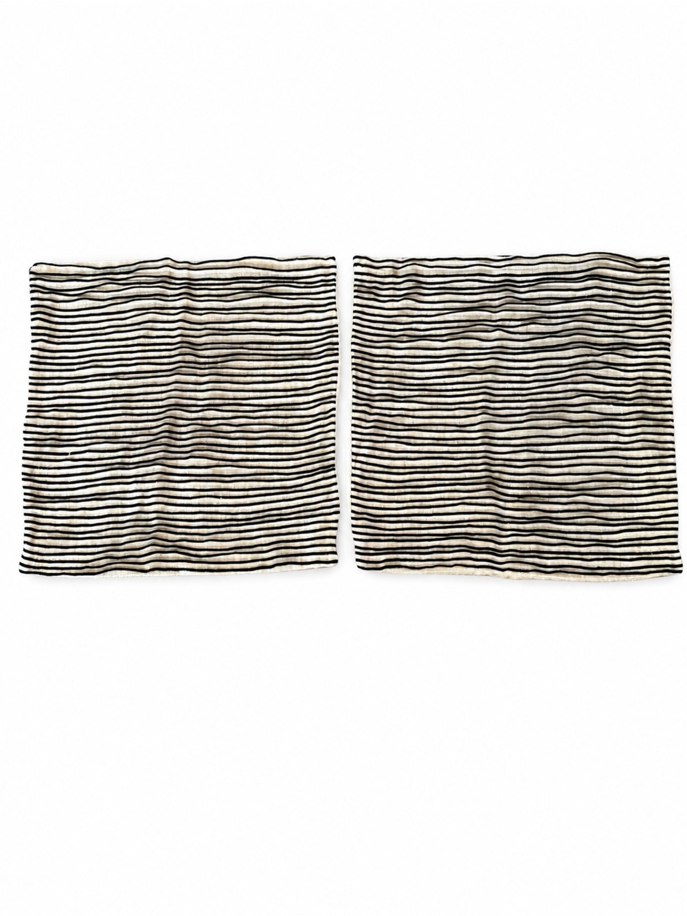 RH Restoration Hardware Heavyweight Linen Pillow Covers Set 2 22.5” Flax Black